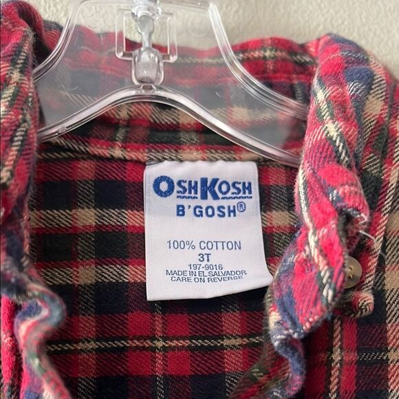 OshKosh B'gosh Kids Button Down Plaid Shirt - Red, Black, and White - Picture 2 of 3